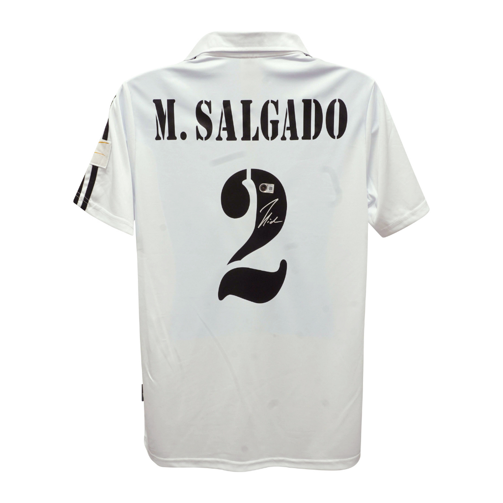 Framed Michel Salgado Signed Real Madrid Soccer Jersey #2 with Beckett COA