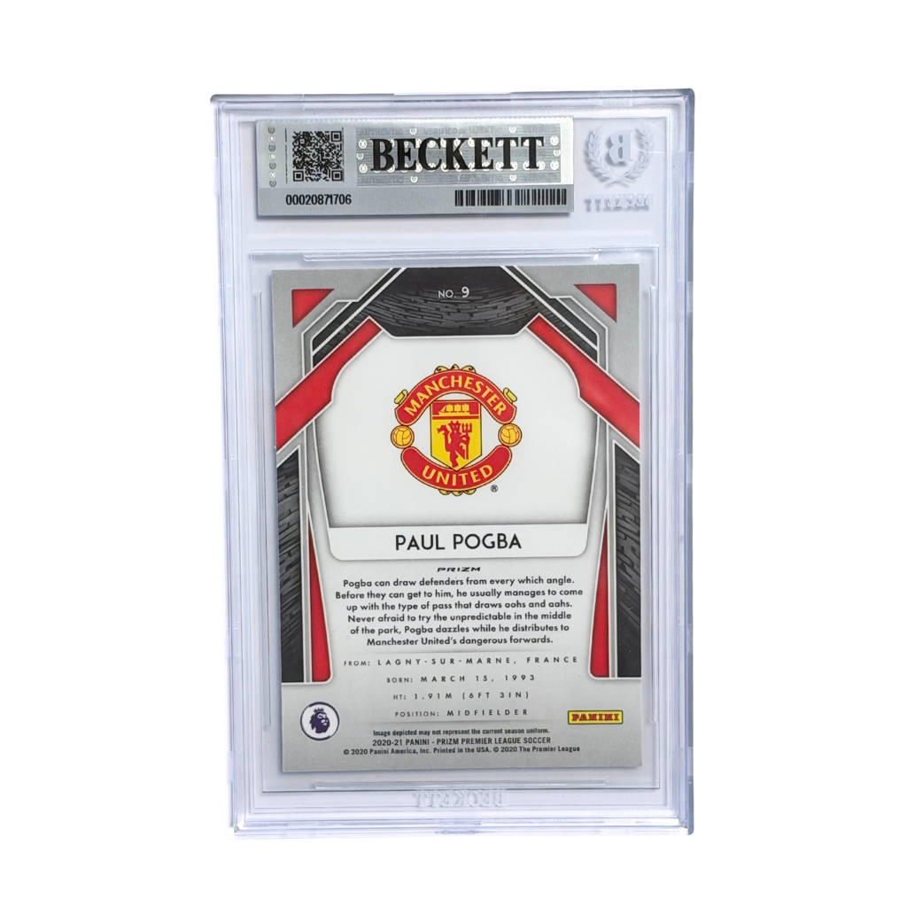 Paul Pogba Signed 2020-21 Panini Prizm Premier League Silver #9 - BGS 9 AUTO 10