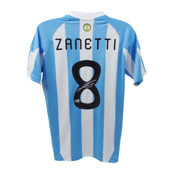 Javier Zanetti Signed Argentina FC Home Soccer Jersey #8 with Beckett COA