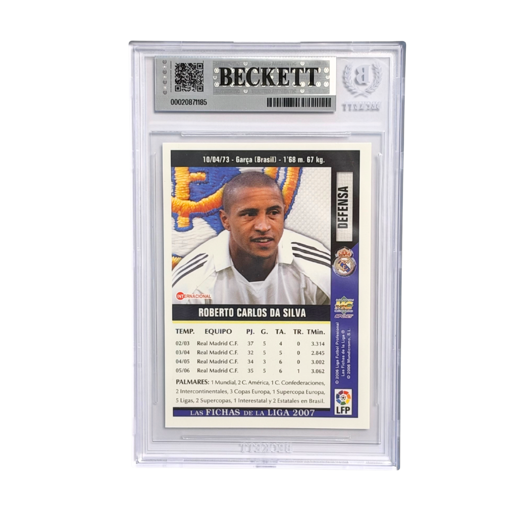 Roberto Carlos Signed 2006-07 Mundicromo Las Fichas De LaLiga #40 - BGS 7 AUTO 9