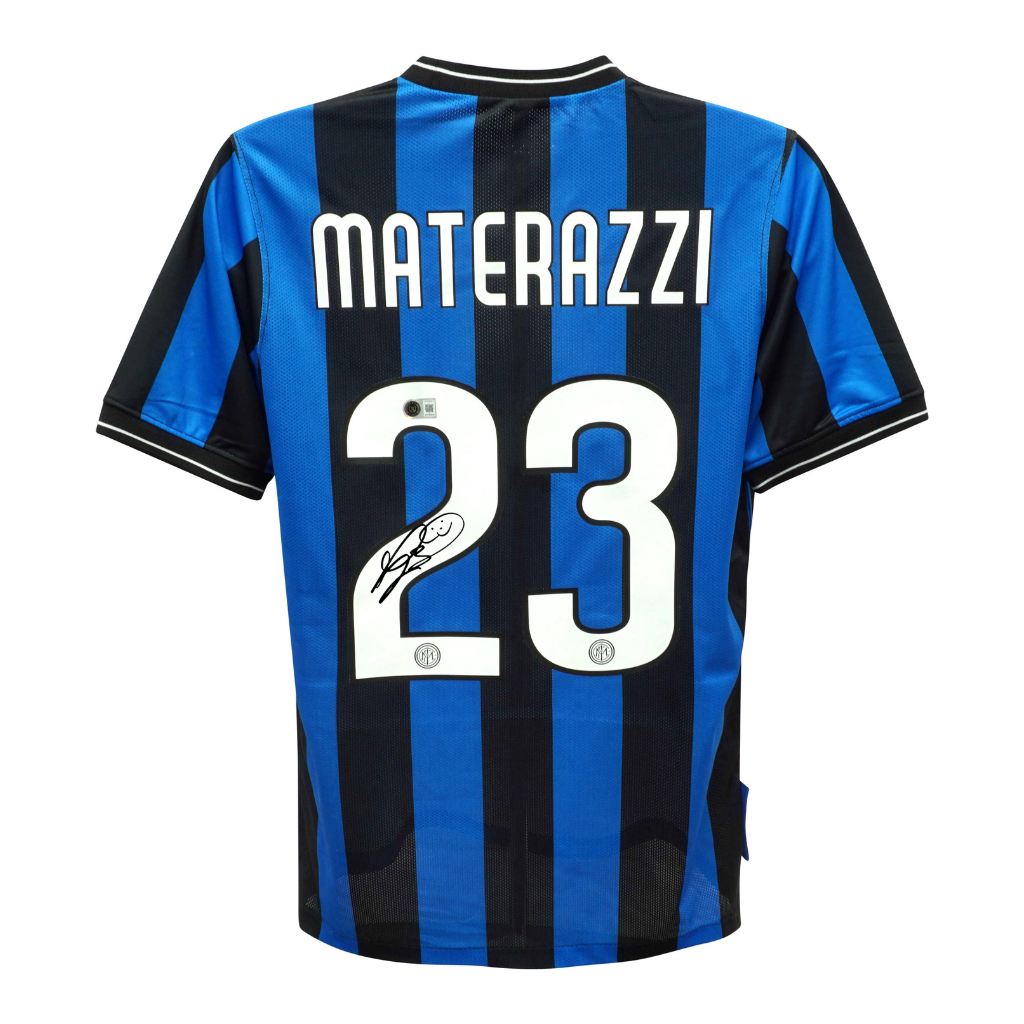 Framed Marco Materazzi Signed Inter Milan Soccer Jersey #23 with Beckett COA