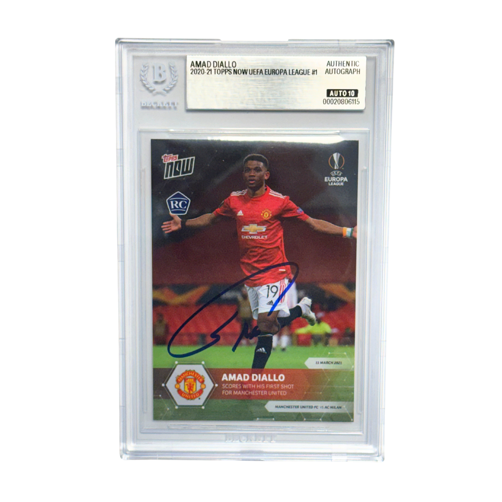 Amad Diallo Signed 2020-21 Topps Now Europa League Rookie Card - BGS AUTO 10