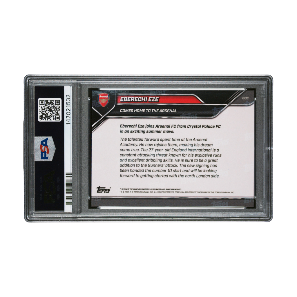 Eberechi Eze Signed 2025 Topps Now Arsenal FC #3 - PSA 10 AUTO 10