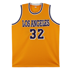 Magic Johnson Signed Los Angeles Lakers Basketball Jersey with Beckett Witness