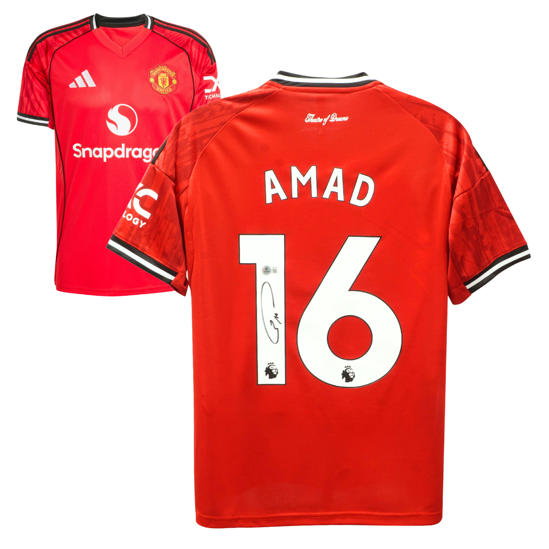 Amad Diallo Signed Manchester United Home Soccer Jersey #16 with Beckett COA