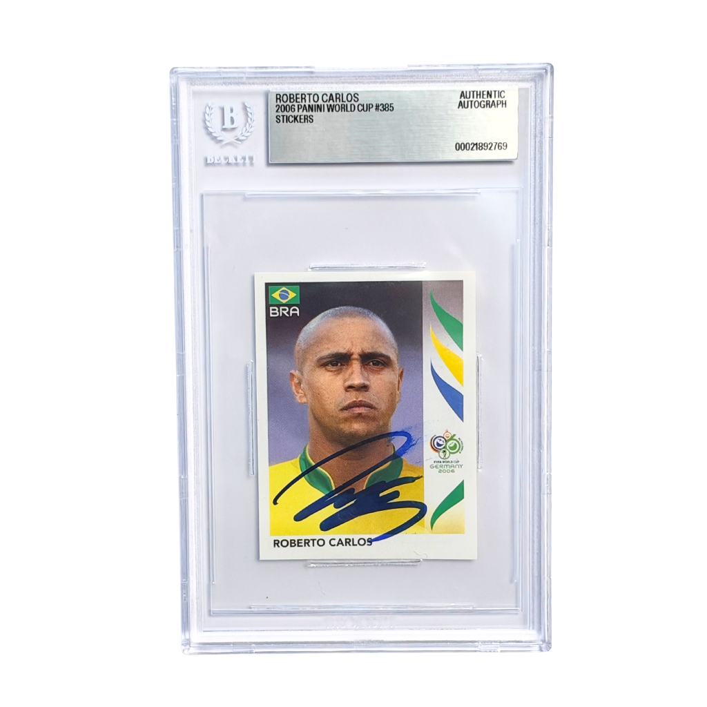 Roberto Carlos Signed 2006 Panini World Cup Sticker #385 - BGS Authentic