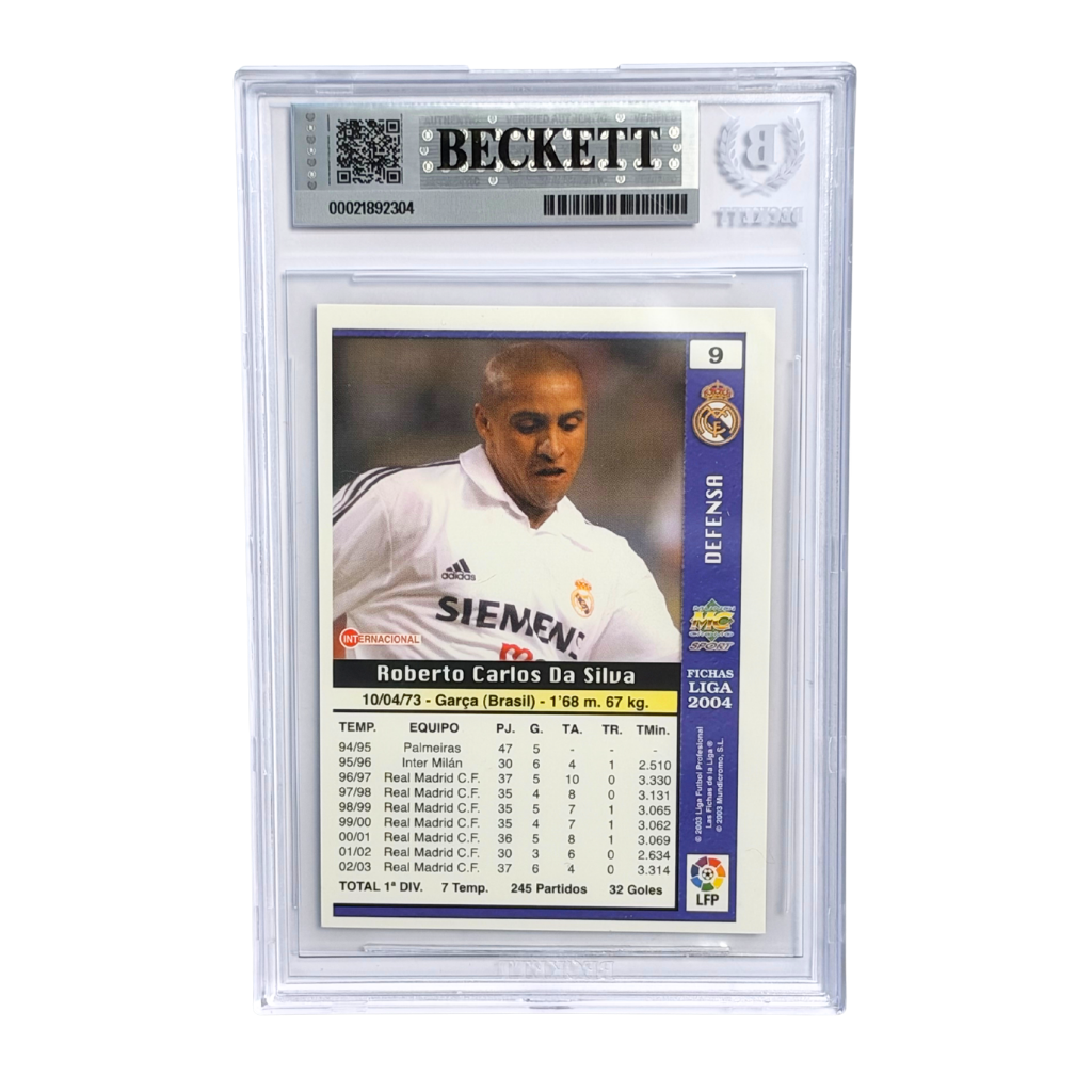 Roberto Carlos Signed 2003-04 Mundicromo Las Fichas De LaLiga - BGS 10 Autograph