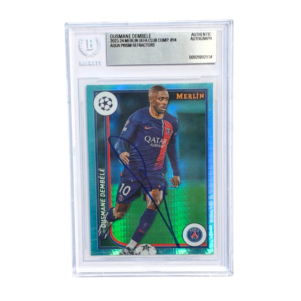 Ousmane Dembele Signed 2023-24 Topps Merlin UCC #94 Aqua Prism - BGS Authentic