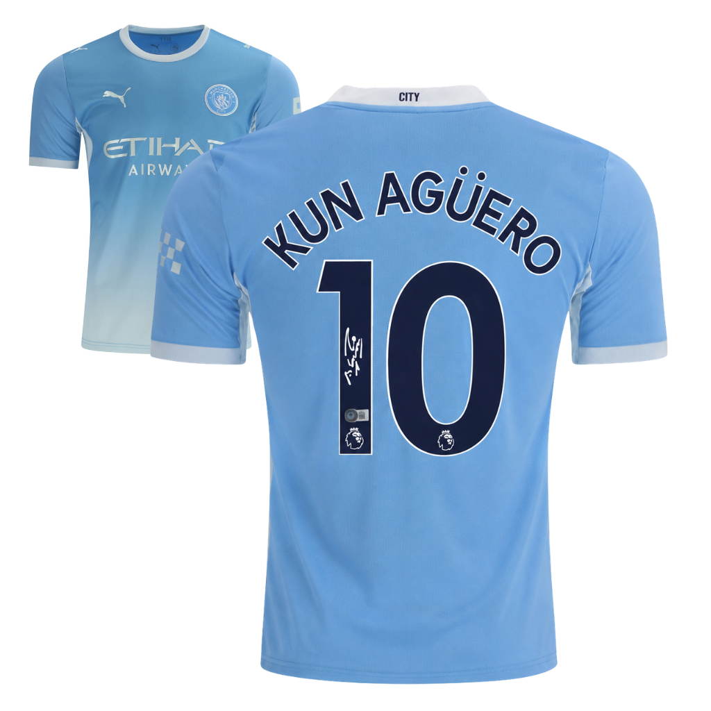 Sergio Aguero Signed 2026-27 Manchester City Home Jersey #10 with Beckett COA