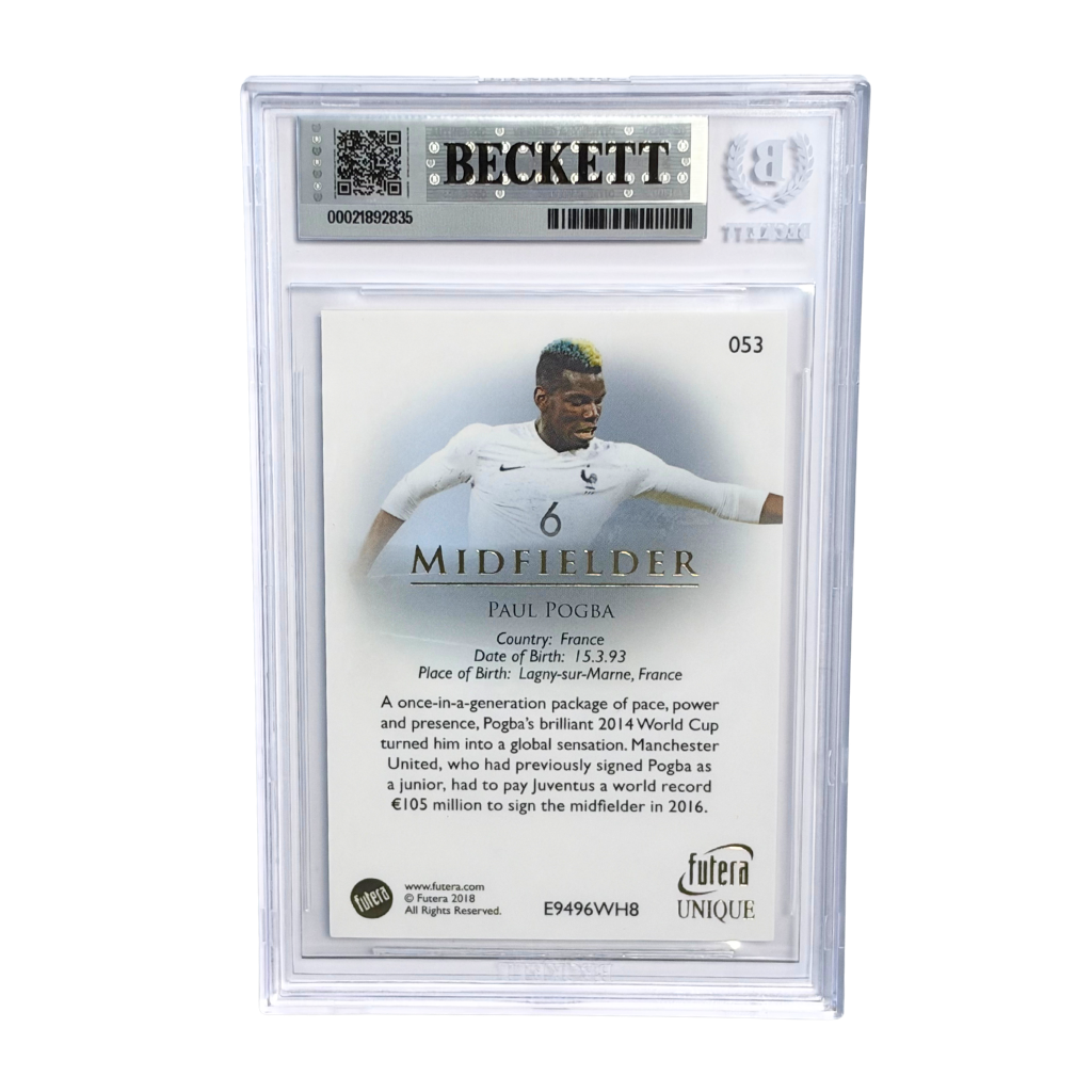 Paul Pogba Signed 2018 Futera World Football #053 Unique - BGS Authentic