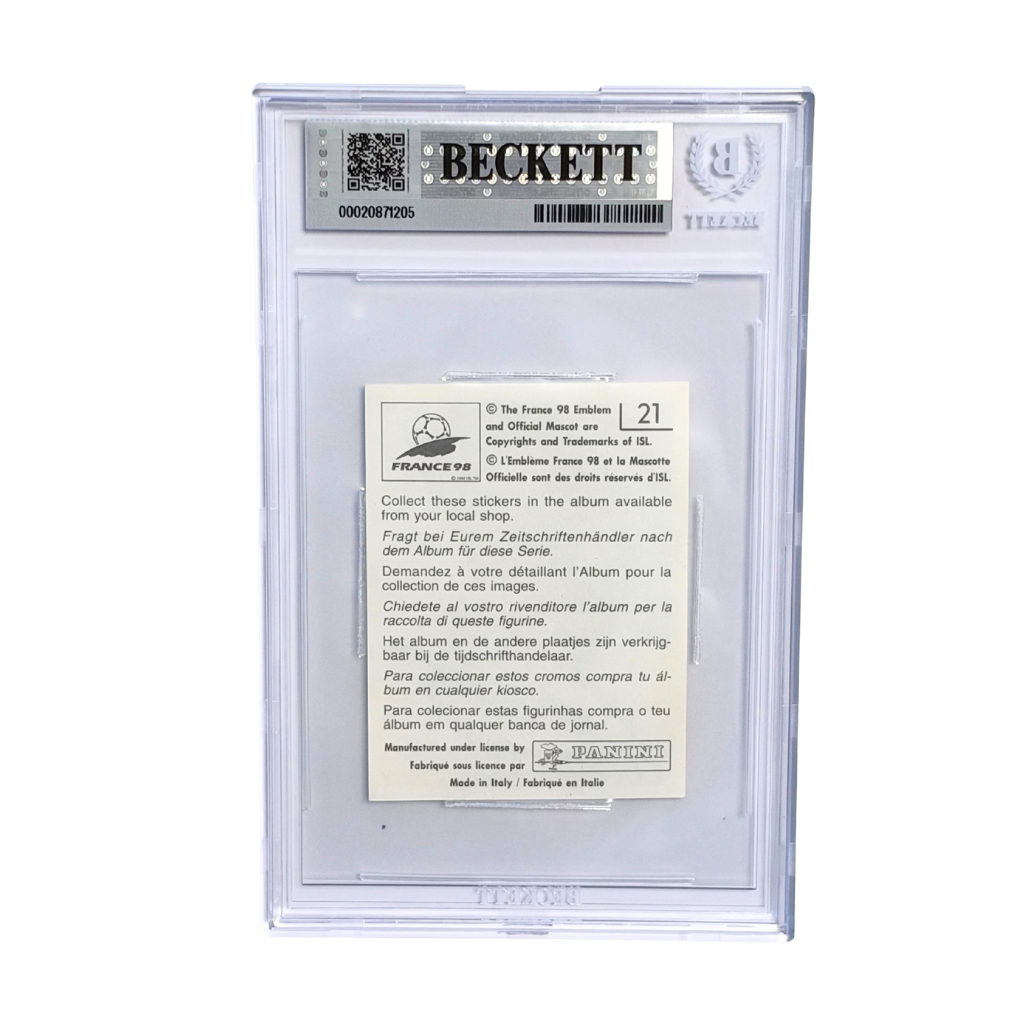 Roberto Carlos Signed 1998 Panini World Cup Sticker #21 - BGS 8.5 AUTO 10