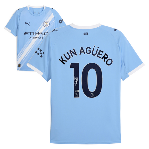 Sergio Aguero Signed Manchester City 2025-26 Soccer Jersey #10 with Beckett COA