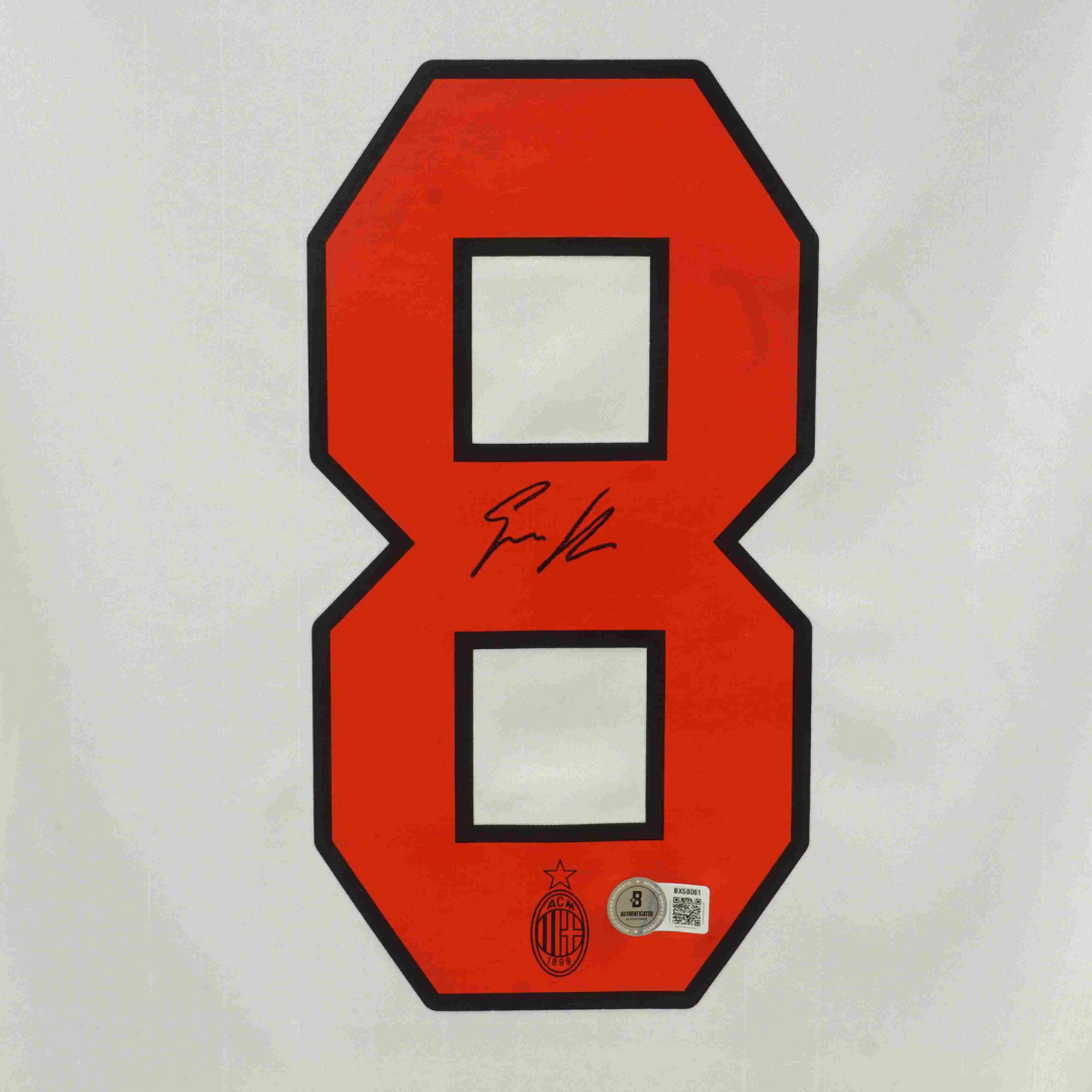 Framed Gennaro Gattuso Signed AC Milan Soccer Jersey #8 with Beckett COA