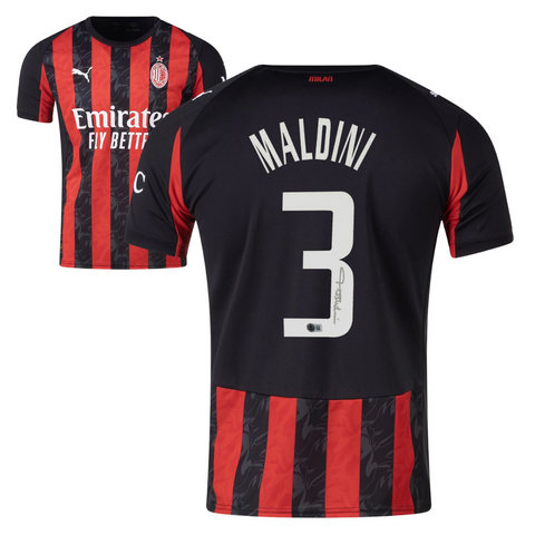 Paolo Maldini Signed AC Milan 2025-26 Soccer Jersey #3 with Beckett Witness
