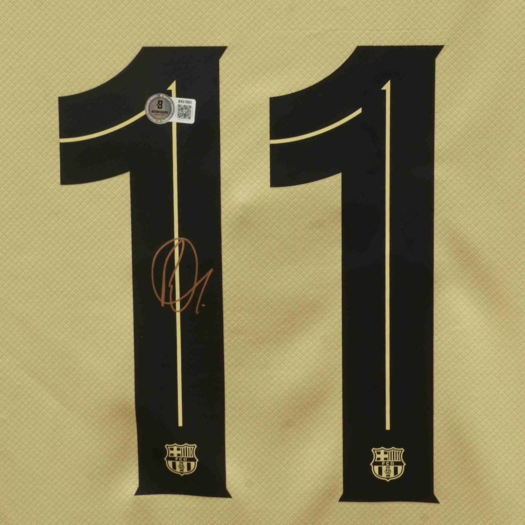 Framed Raphinha Signed FC Barcelona Away Soccer Jersey #11 with Beckett COA