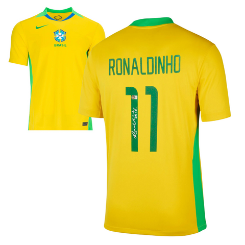 Ronaldinho Signed Brazil FC 2025-26 Soccer Jersey #11 with Beckett COA