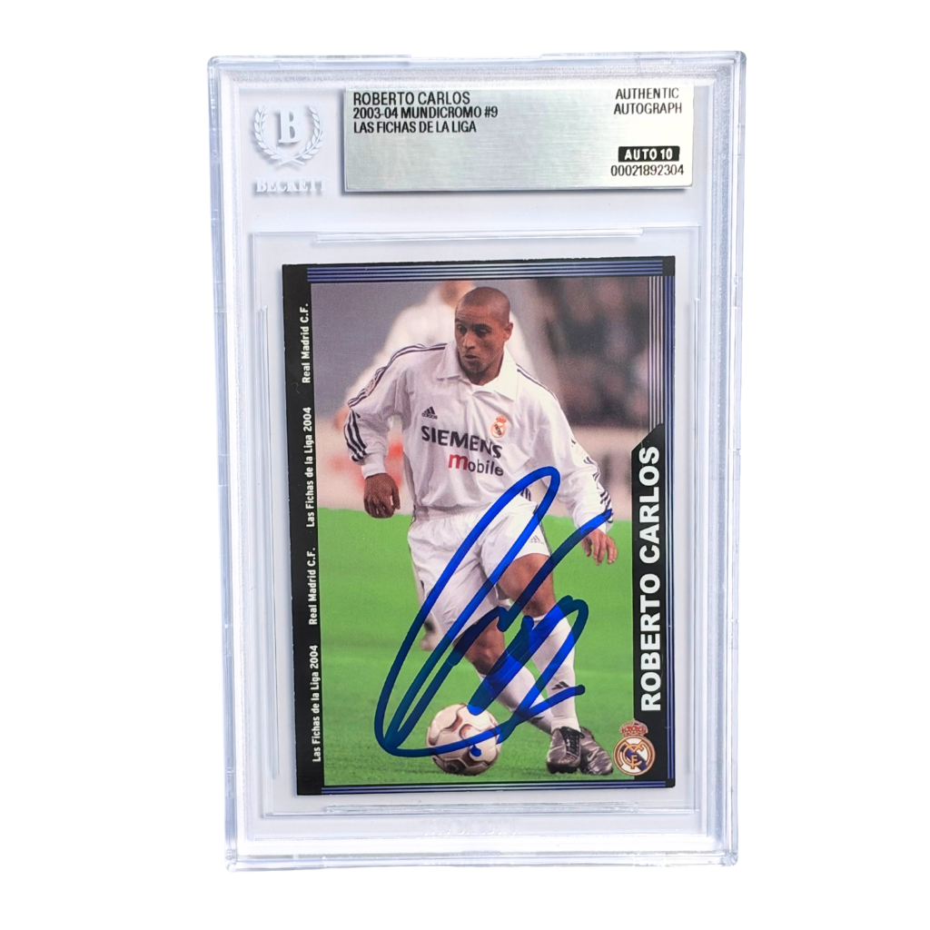 Roberto Carlos Signed 2003-04 Mundicromo Las Fichas De LaLiga - BGS 10 Autograph
