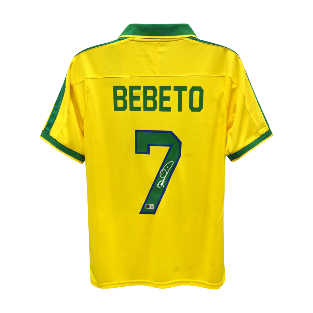 Framed Bebeto Signed Brazil FC Soccer Jersey #7 with Beckett COA