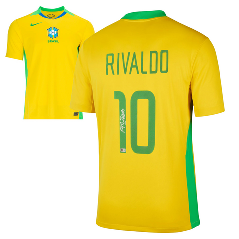 Rivaldo Signed Brazil FC 2025-26 Soccer Jersey #10 with Beckett COA