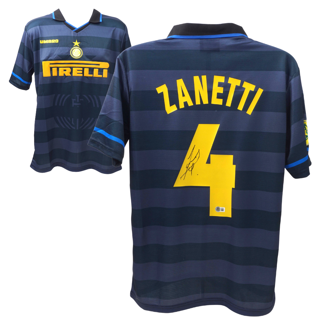 Javier Zanetti Signed Inter Milan Soccer Jersey #4 with Beckett COA