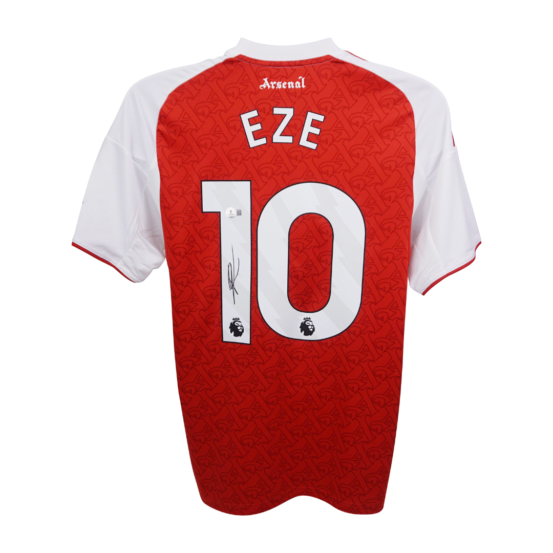 Framed Eberechi Eze Signed Arsenal FC Home Soccer Jersey #11 with Beckett COA