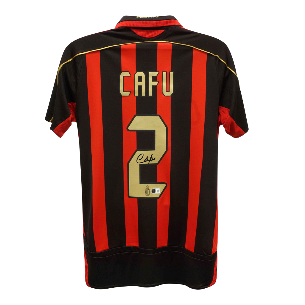 Framed Cafu Signed AC Milan Soccer Jersey #2 with Beckett COA