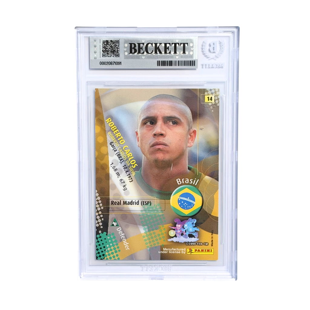 Roberto Carlos Signed 2002 Panini World Cup Japan #14 Champions – BGS 9 AUTO 10
