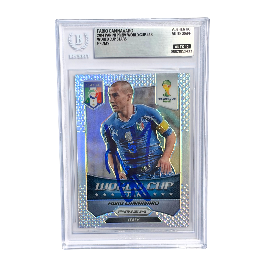 Fabio Cannavaro Signed 2014 Panini Prizm World Cup #48 Stars Prizm - BGS 10 Auto