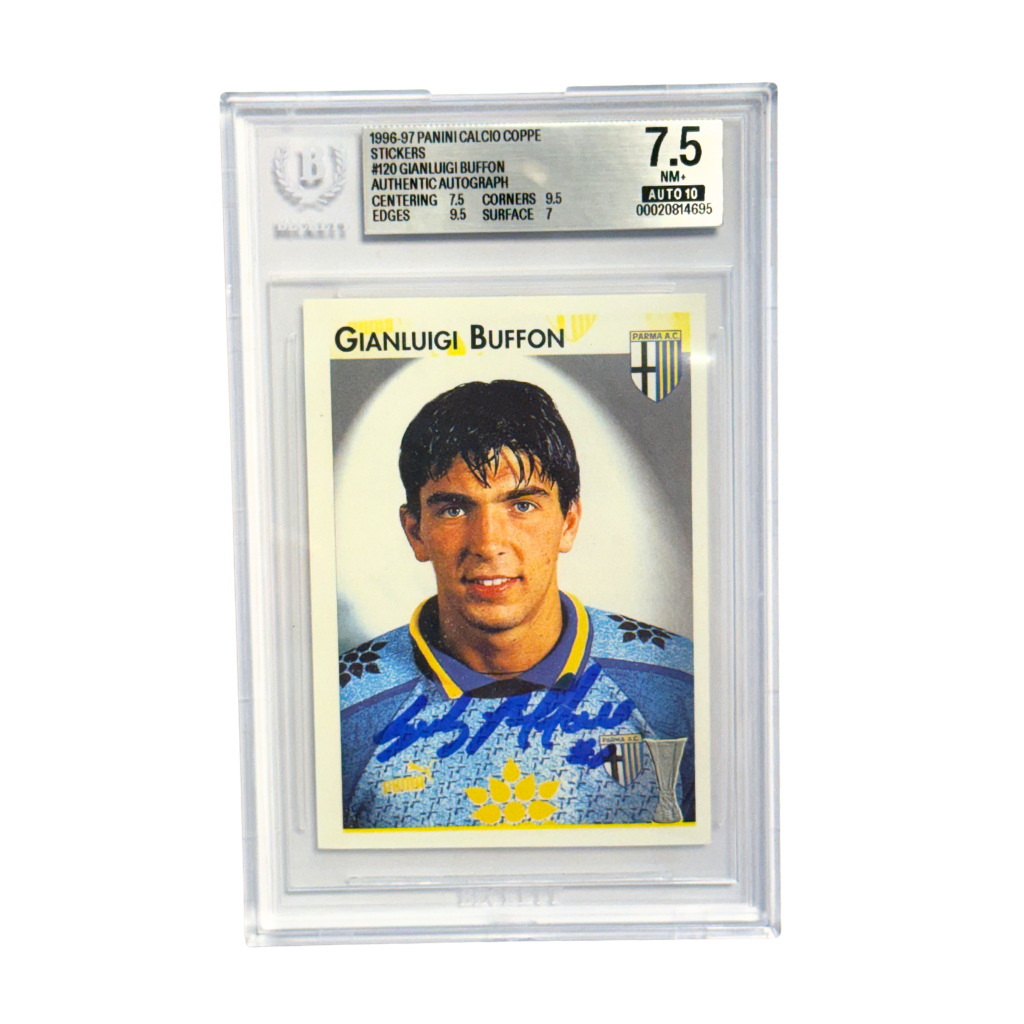 Gianluigi Buffon Signed 1996-97 Panini Calcio Coppe Rookie Sticker - BGS 7.5 AUT0 10