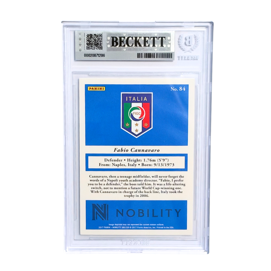 Fabio Cannavaro Signed 2017 Panini Nobility #84 - BGS 8 AUTO 10