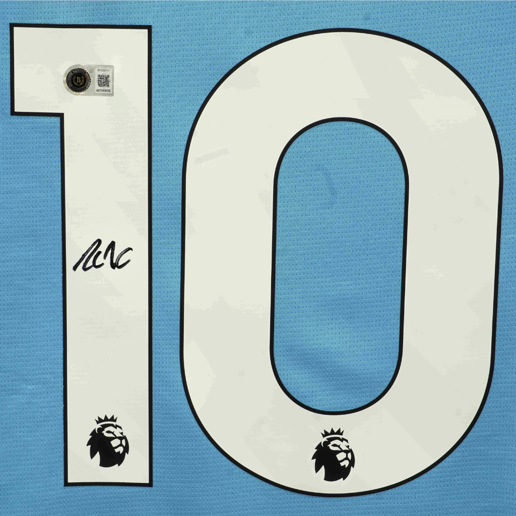 Framed Rayan Cherki Signed Manchester City Soccer Jersey #10 with Beckett COA