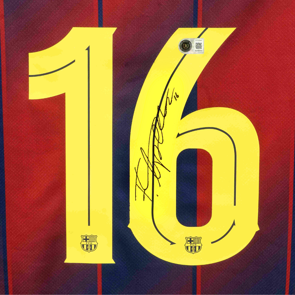Framed Fermin Lopez Signed FC Barcelona Soccer Jersey #16 with Beckett COA