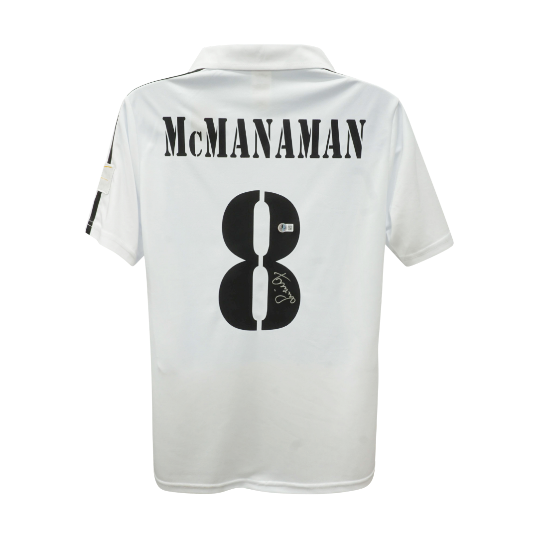 Framed Steve McManaman Signed Real Madrid Home Soccer Jersey #8 with Beckett COA