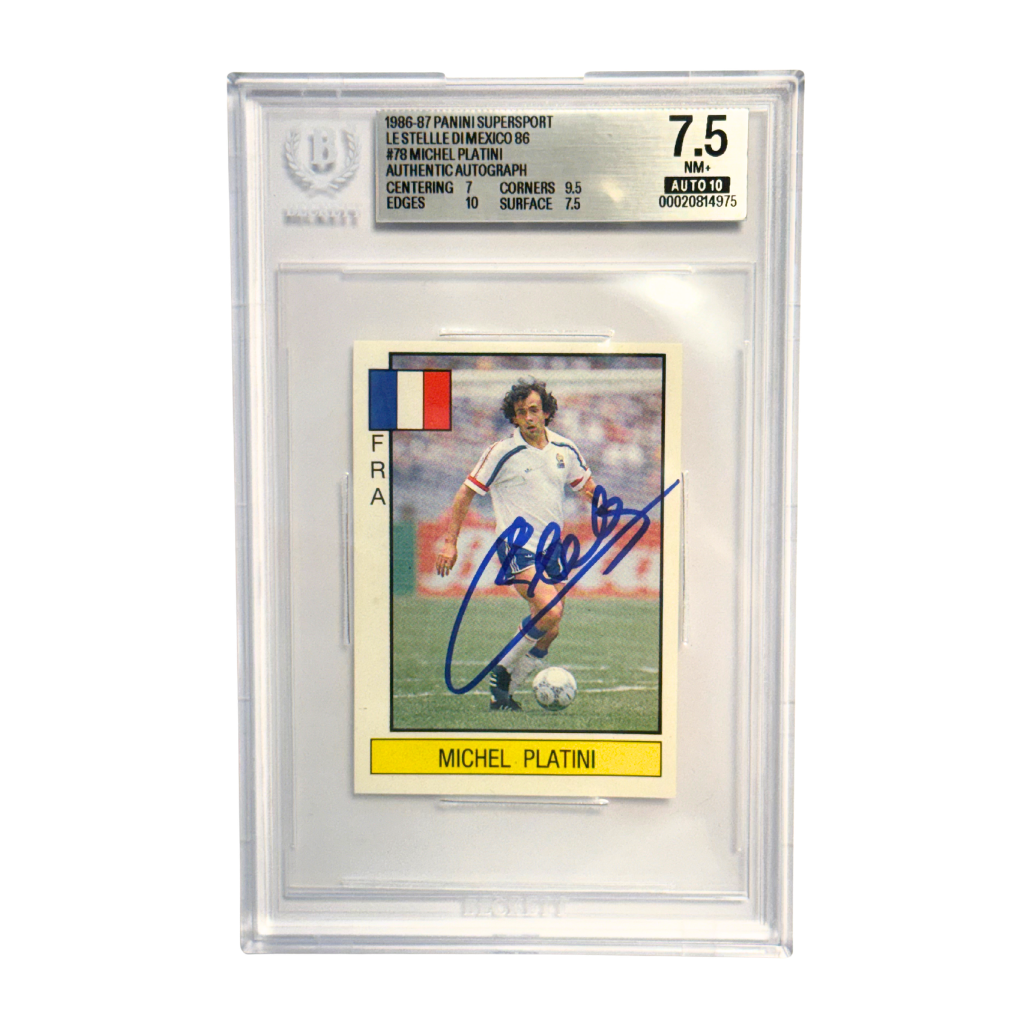Michel Platini Signed 1986-87 Panini Supersport Dimexico 86 - BGS 7.5 AUTO 10