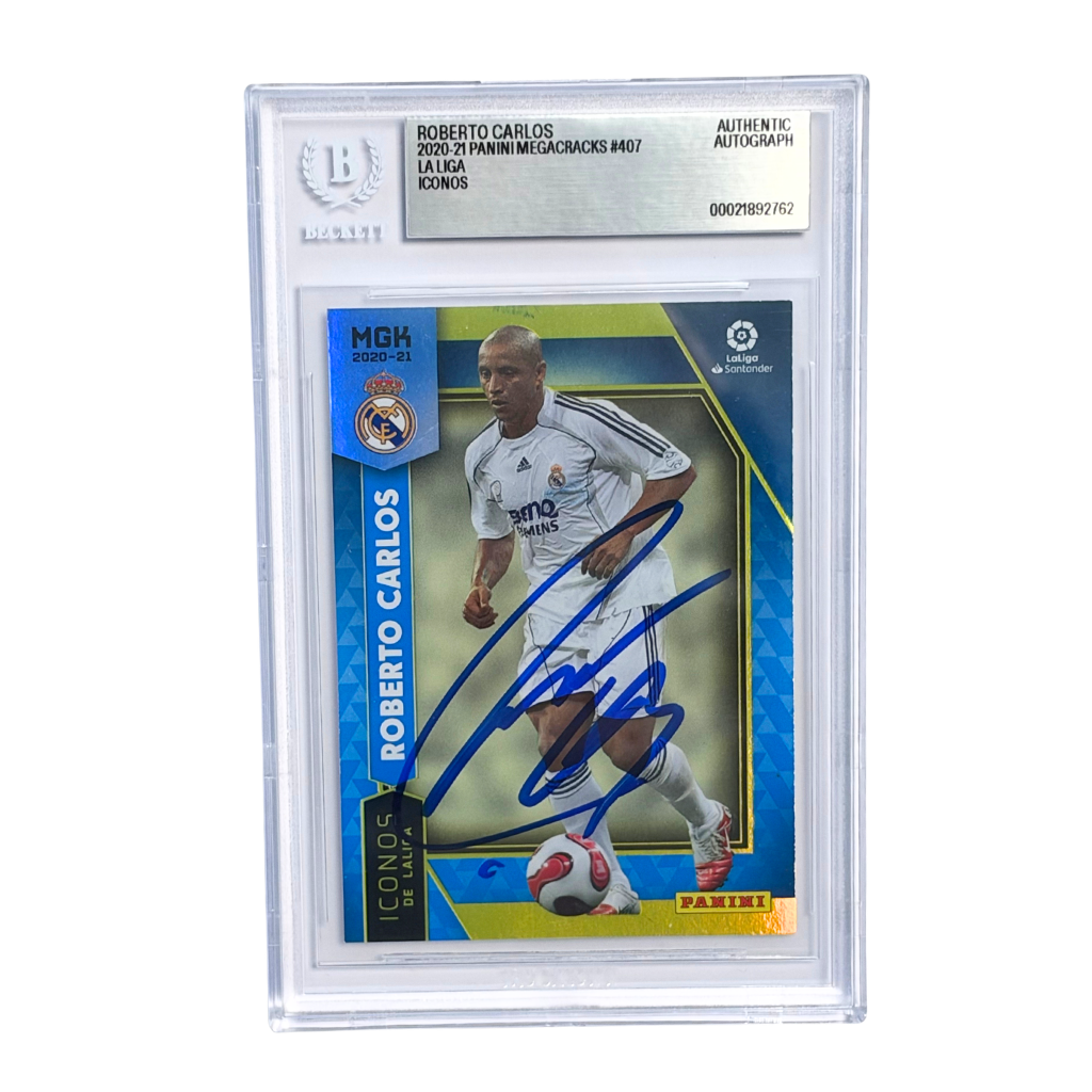 Roberto Carlos Signed 2020-21 Panini Megacracks LaLiga ICONOS - BGS Authentic
