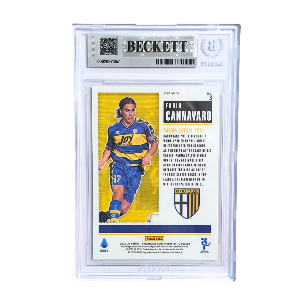 Fabio Cannavaro Signed 2020-21 Panini Contenders Historic Ticket Purple - BGS 9