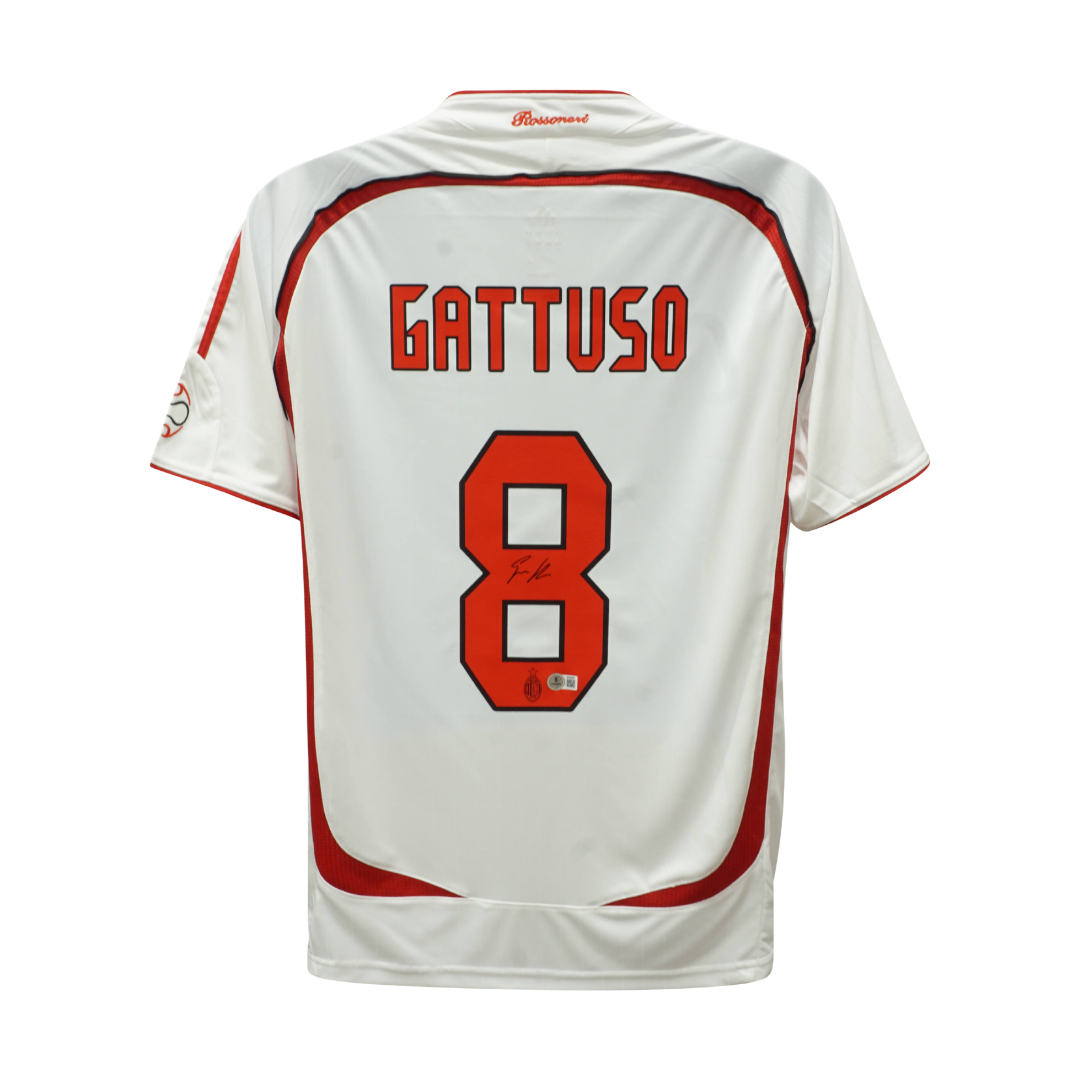 Framed Gennaro Gattuso Signed AC Milan Soccer Jersey #8 with Beckett COA