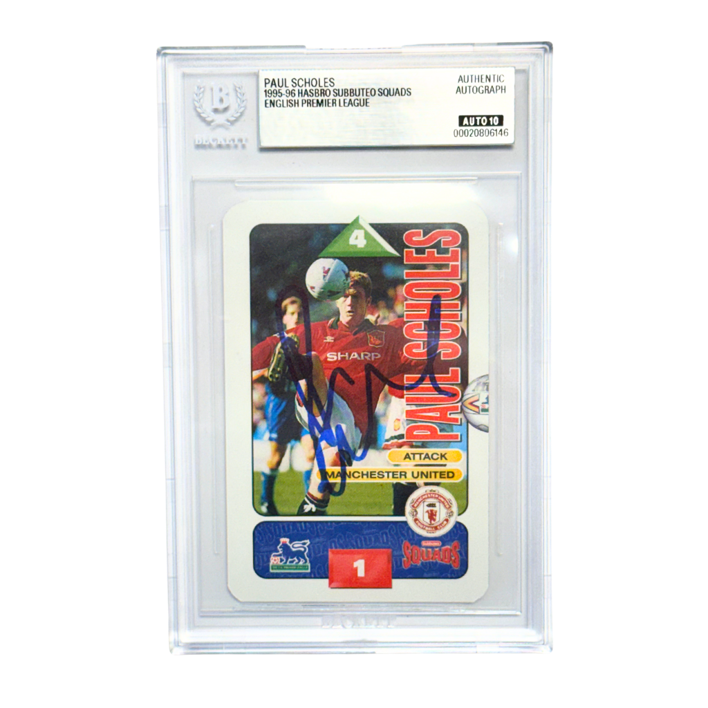 Paul Scholes Signed 1995-96 Hasbro Subbuted Squads EPL Rookie Card - BGS AUTO 10