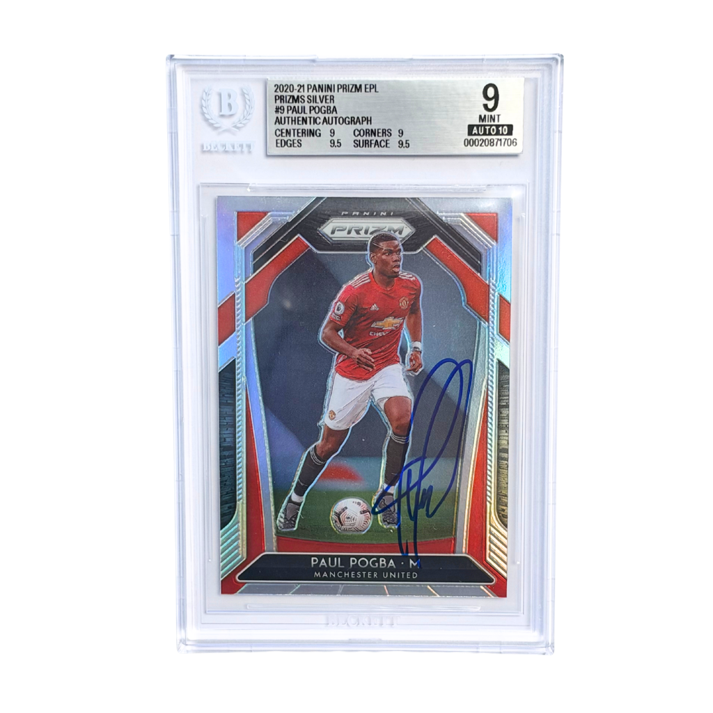Paul Pogba Signed 2020-21 Panini Prizm Premier League Silver #9 - BGS 9 AUTO 10