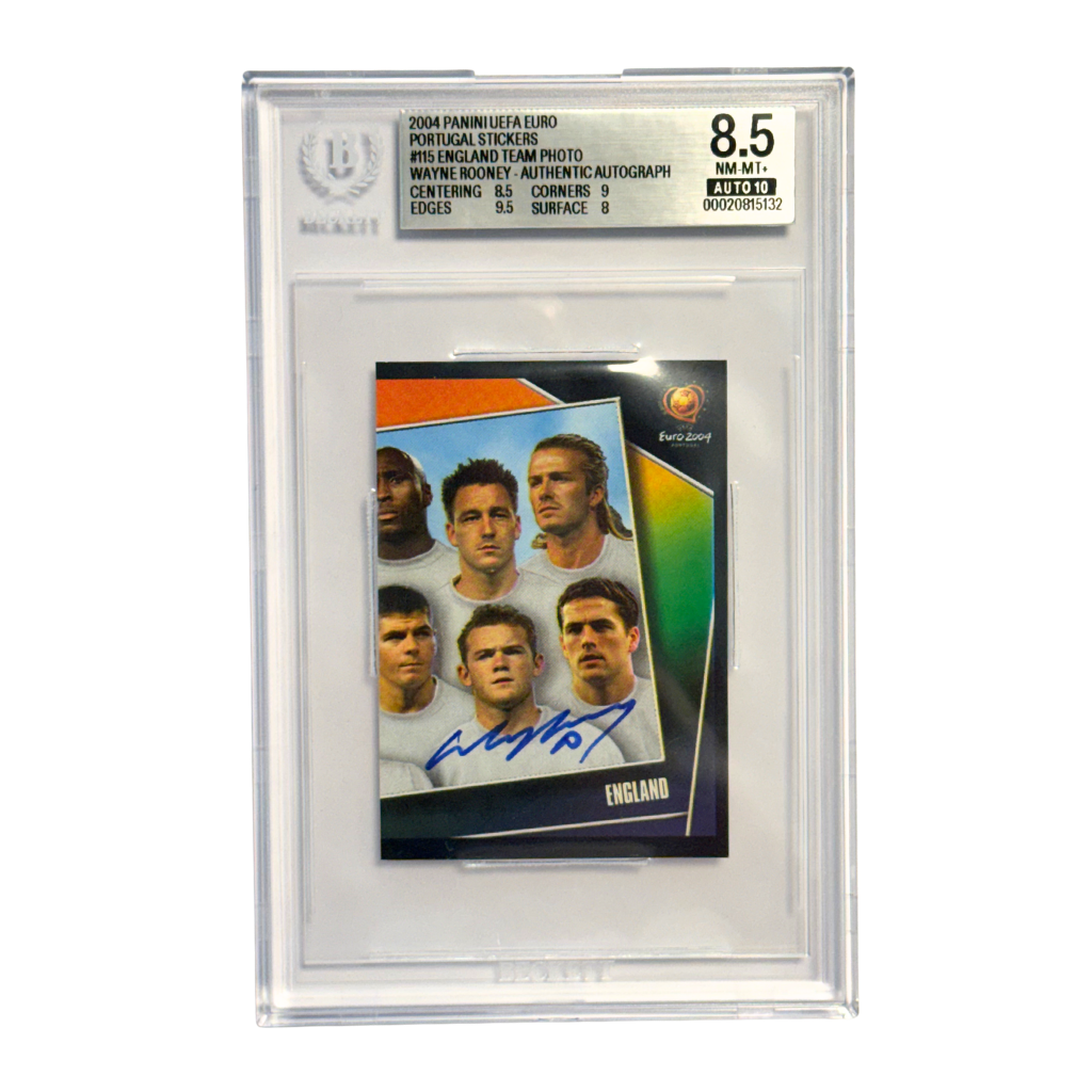 Wayne Rooney Signed 2004 Panini UEFA Euro Stickers 115 England - BGS 8.5 AUTO 10