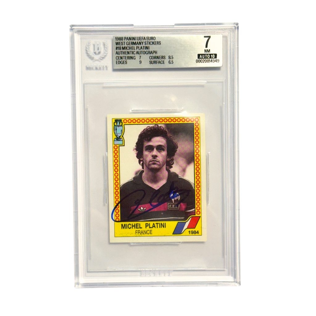 Michel Platini Signed 1988 Panini UEFA EURO West Germany #18 - BGS 7 AUTO 10