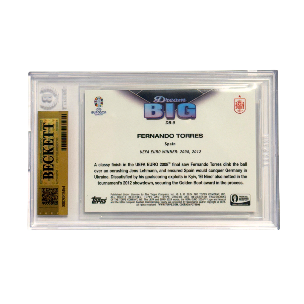 Fernando Torres Signed 2024 Topps Chrome EURO Dream Big Yellow /125 - BGS 9.5