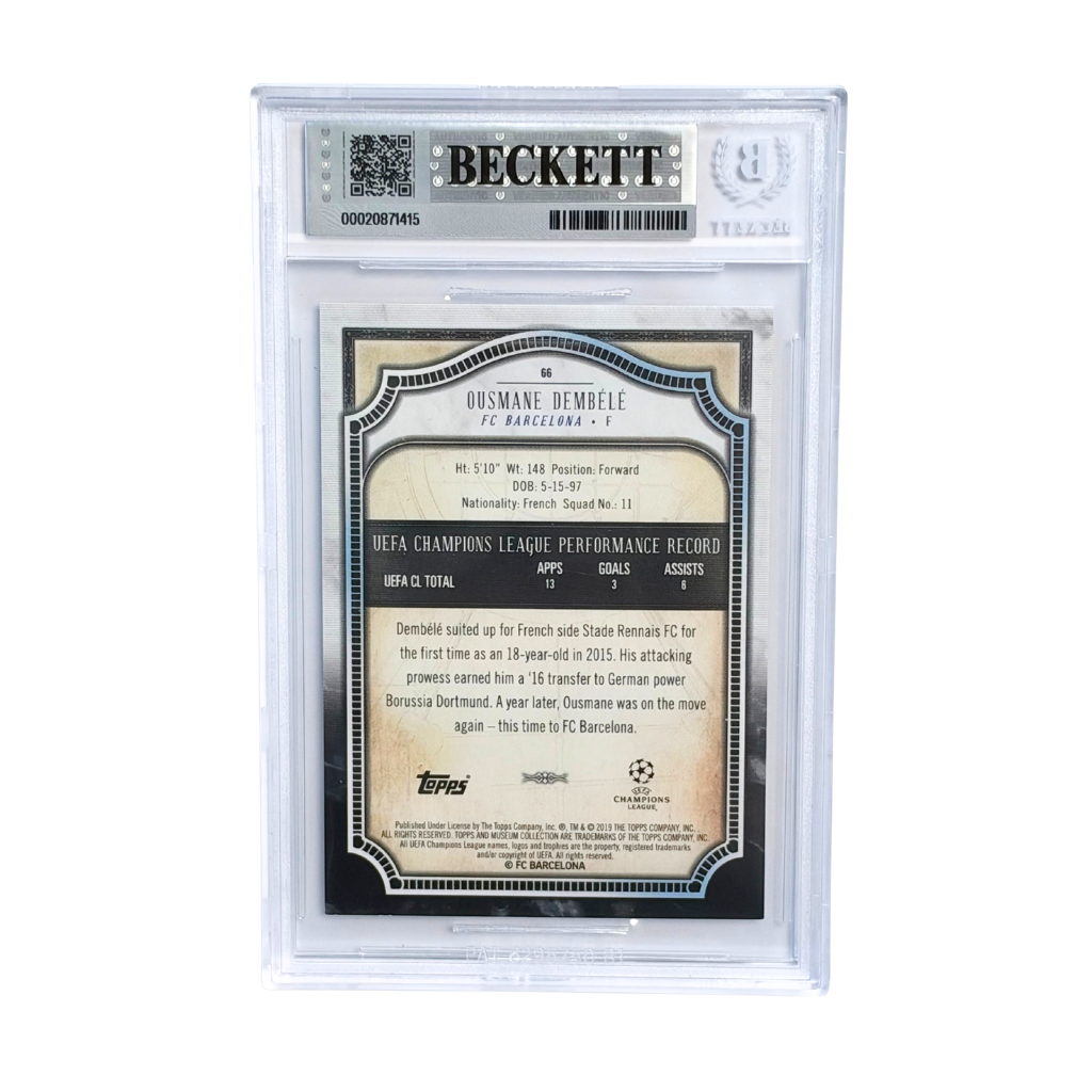 Ousmane Dembele Signed 2018-19 Topps Museum Collection UCL #66 - BGS 9 AUTO 10
