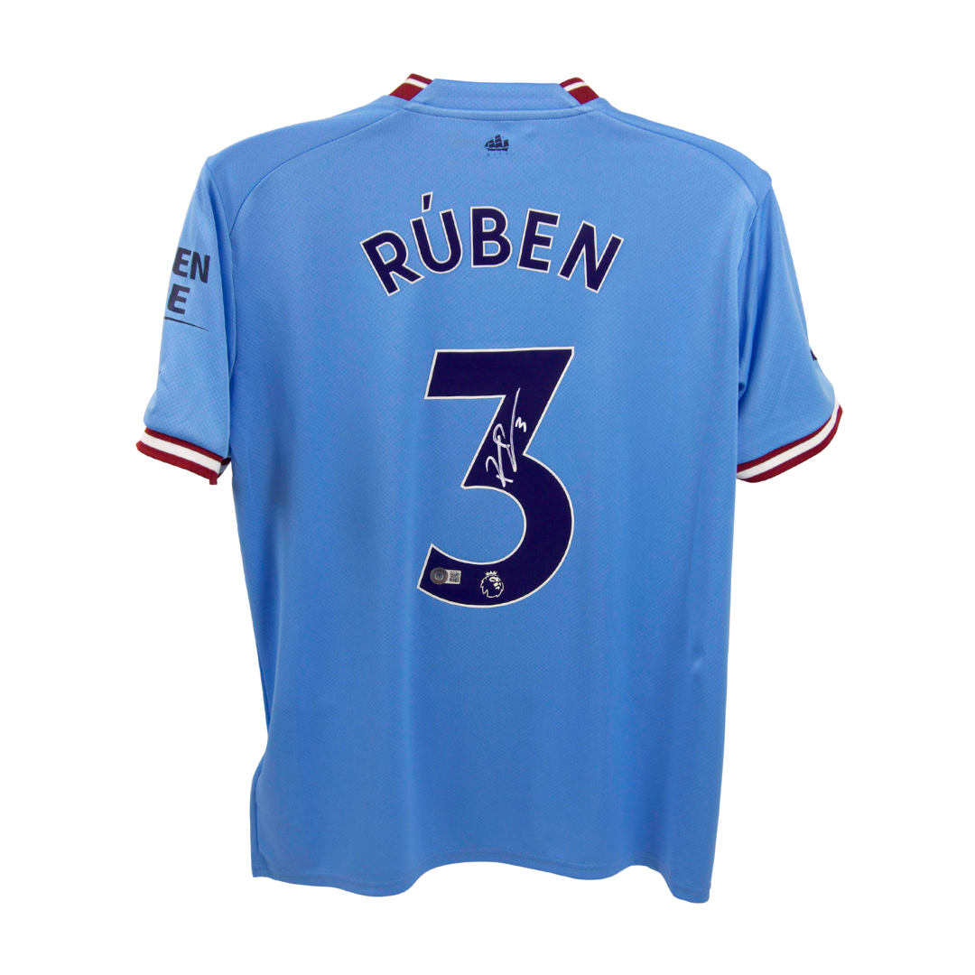 Ruben Dias Signed Manchester City Home Soccer Jersey #3 with Beckett COA