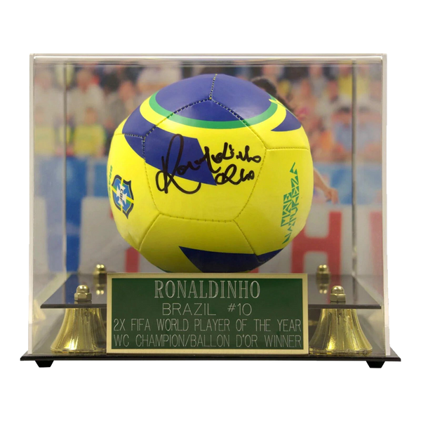 Ronaldinho Signed & Framed Soccer Ball