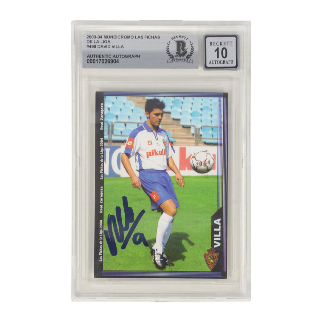 David Villa Signed 2003-04 Mundicromo Las Fichas Rookie Card – BGS 10 Autograph