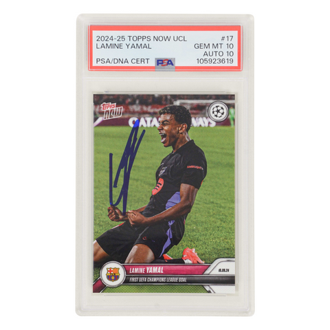 Lamine Yamal Signed 2024-25 Topps Now First UCL Goal #17 – PSA 10 Autograph 10