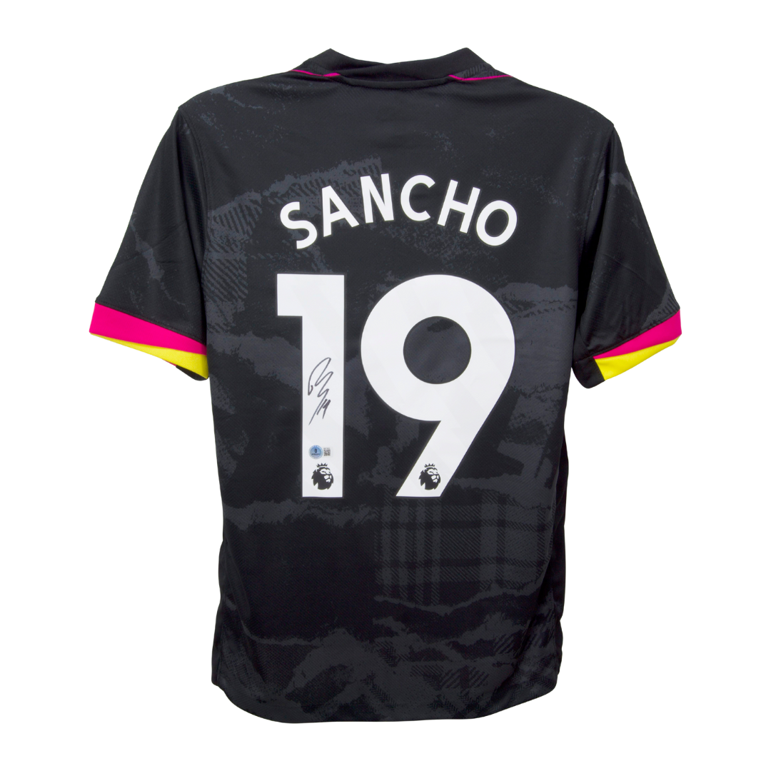 Jadon Sancho Signed Chelsea FC Away Soccer Jersey #19 with Beckett COA