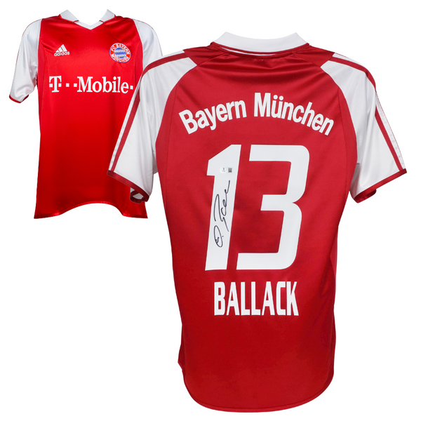 Michael Ballack Signed Bayern Munich Home Soccer Jersey #13 with Becke