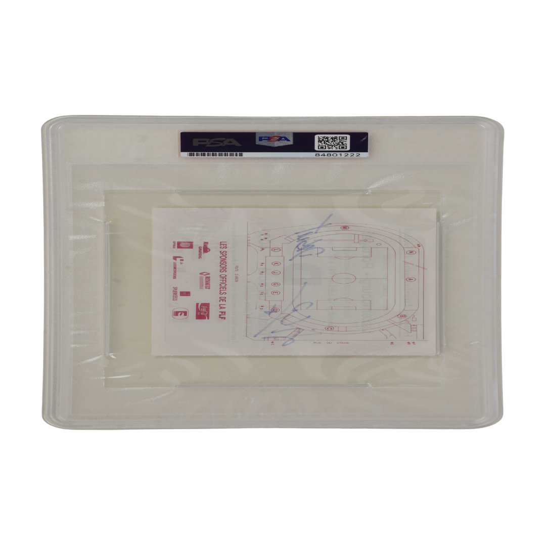 Luis Figo Signed 1991 Portugal Pro Debut Match Ticket Inscribed – PSA 10 Auto